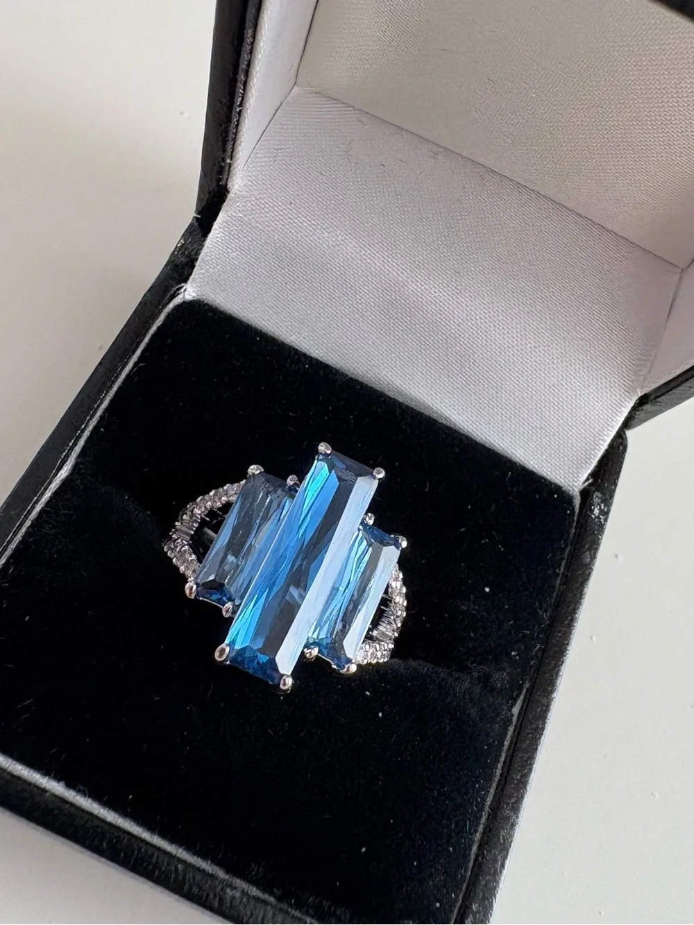 Bomb Party Decide on A Reason Ring RBP6123 Aqua Blue Spinel Rhodium Plating